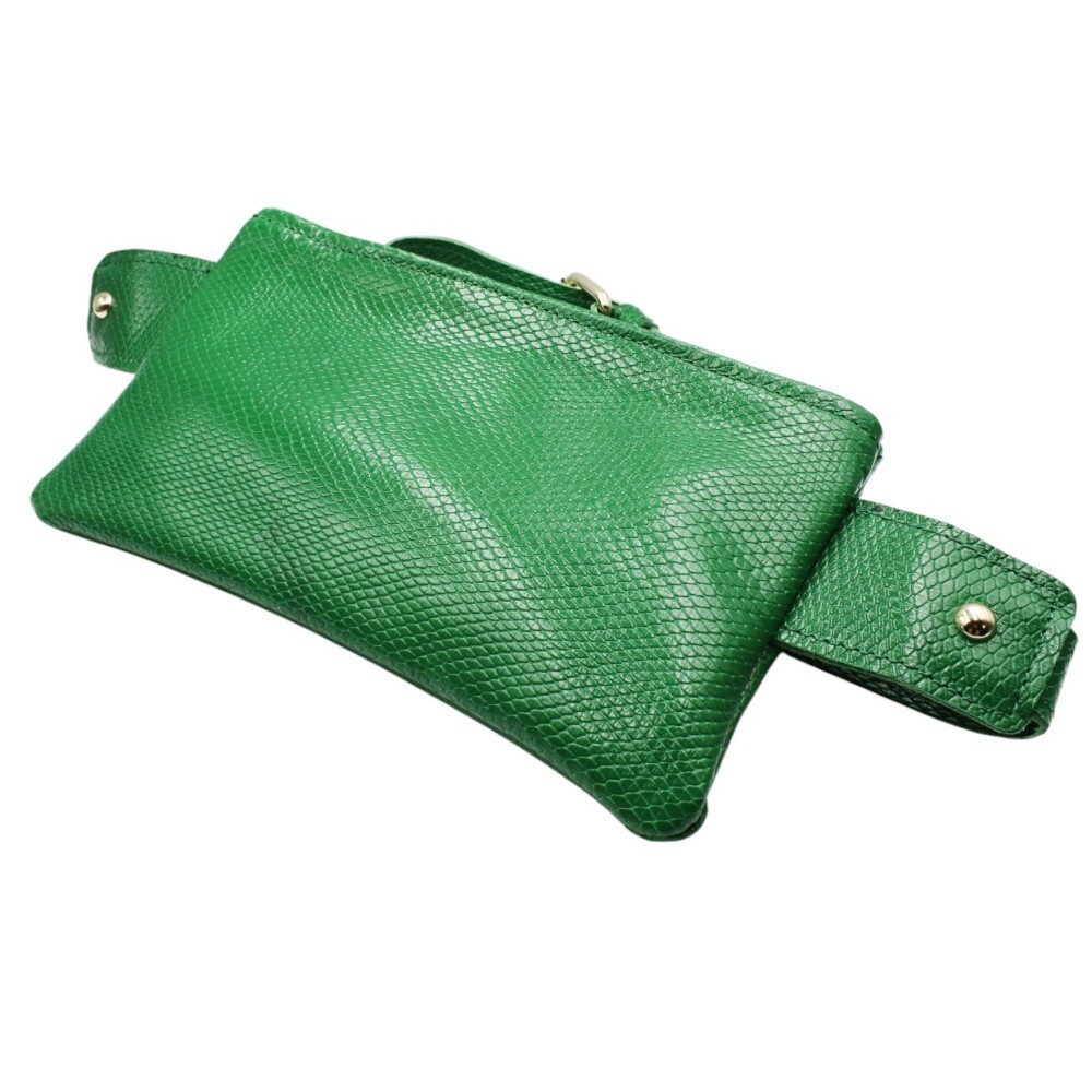 Handmade leather belt bag in green color - 2